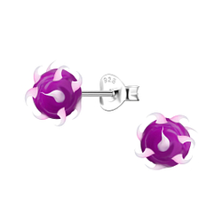Silver Spike Ball Stud Earrings - 20713