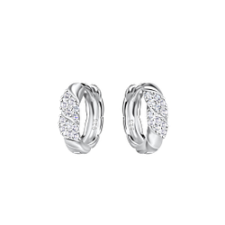 Silver Twisted Huggie Earrings - 20688