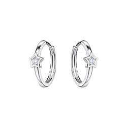 Silver Star Huggie Earrings - 20664