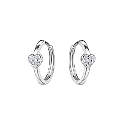 Silver Heart Huggie Earrings - 20662
