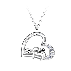 Silver I Love Mom Heart Necklace - 20735