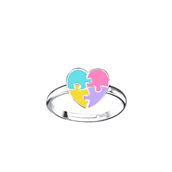 Silver Heart Adjustable Ring - 20782