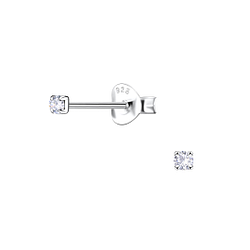 2mm Cubic Zirconia Silver Stud Earrings - 20958