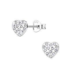 Silver Heart Stud Earrings - 10734