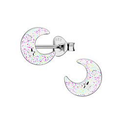 Silver Moon Stud Earrings - 20837