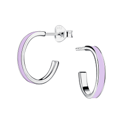 Silver Half Hoop Stud Earrings - 20854 Silver Half Hoop Stud Earrings - 20854