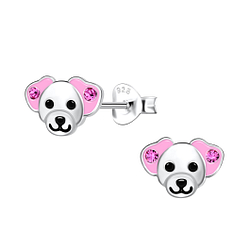 Silver Dog Stud Earrings - 20968