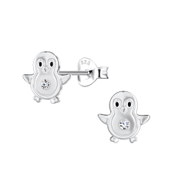 Silver Penguin Stud Earrings - 21087