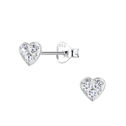 Silver Heart Stud Earrings - 20687