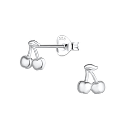 Silver Cherry Stud Earrings - 21085