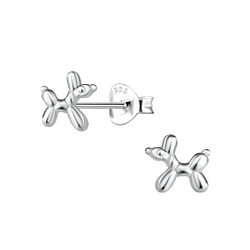 Silver Balloon Dog Stud Earrings - 20965