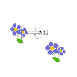 Silver Flower Stud Earrings - 21095