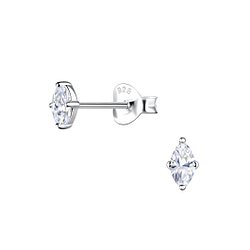 2x4mm Marquise Cubic Zirconia Silver Stud Earrings - 20883