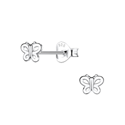Silver Butterfly Stud Earrings - 20956