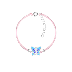 Silver Butterfly Cord Bracelet - 20885