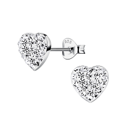 Silver Heart Crystal Stud Earrings - 21198 Silver Heart Crystal Stud Earrings - 21198