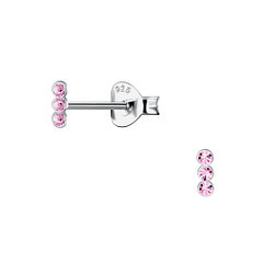 Silver Triple Crystal Stud Earrings - 21204 Silver Triple Crystal Stud Earrings - 21204