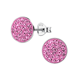 Silver Round Stud Earrings - 9564