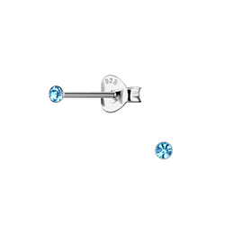 1.8mm Round Crystal Silver Stud Earrings - 21203
