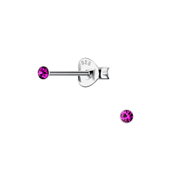 1.8mm Round Crystal Silver Stud Earrings - 21203 1.8mm Round Crystal Silver Stud Earrings - 21203