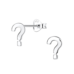 Silver Question Mark Stud Earrings - 21233