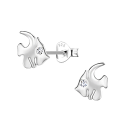 Silver Fish Stud Earrings - 21243