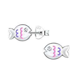 Silver Fish Stud Earrings - 21244 Silver Fish Stud Earrings - 21244