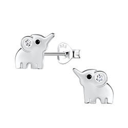 Silver Elephant Stud Earrings - 21246
