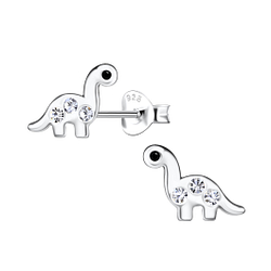 Silver Brachiosaurus Dinosaur Stud Earrings - 21247