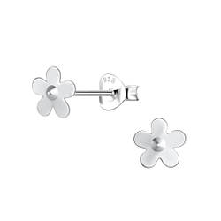 Silver Flower Stud Earrings - 21129
