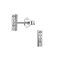 Silver Bar Crystal Stud Earrings - 21168 Silver Bar Crystal Stud Earrings - 21168