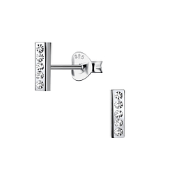 Silver Bar Crystal Stud Earrings - 21168 Silver Bar Crystal Stud Earrings - 21168