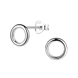 Silver Circle Stud Earrings - 21130