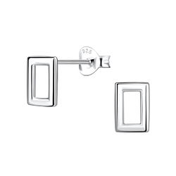 Silver Rectangle Stud Earrings - 21131