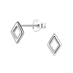 Silver Diamond Shaped Stud Earrings - 21133 Silver Diamond Shaped Stud Earrings - 21133