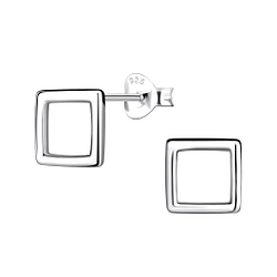 Silver Square Stud Earrings - 21134