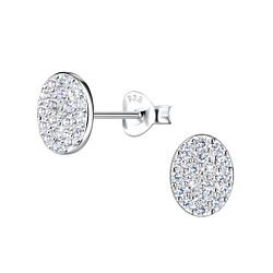 Silver Oval Stud Earrings - 21110 Silver Oval Stud Earrings - 21110