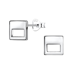 Silver Square Stud Earrings - 21137
