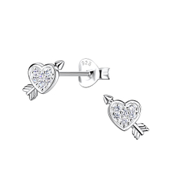 Silver Heart Stud Earrings - 21139