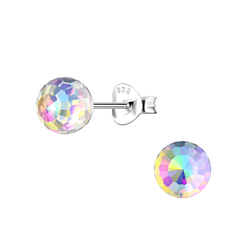 6mm Disco Ball Silver Stud Earrings - 21179