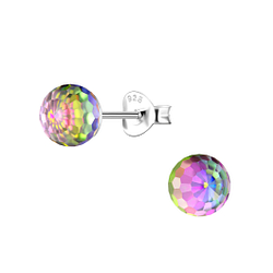 6mm Disco Ball Silver Stud Earrings - 21177