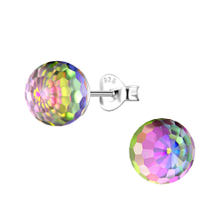 8mm Disco Ball Silver Stud Earrings - 21181