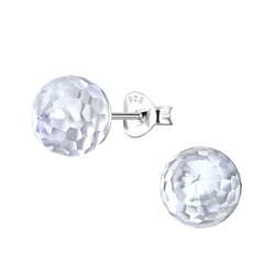 8mm Disco Ball Silver Stud Earrings - 21182