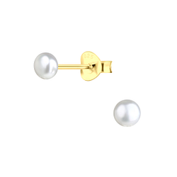 4mm Fresh Water Pearl Silver Stud Earrings - 21209