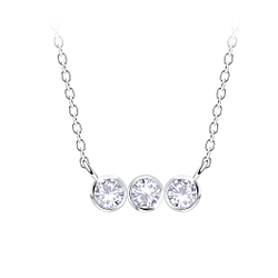 Silver Three Stones Necklace - 21145