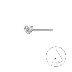 Silver Heart Nose Stud - 21252