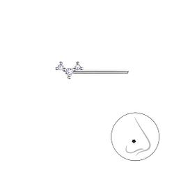 Silver Three Stones Nose Stud - 21254