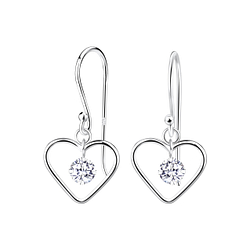 Silver Heart Earrings - 21368