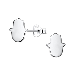 Silver Hamsa Stud Earrings - 21380 Silver Hamsa Stud Earrings - 21380