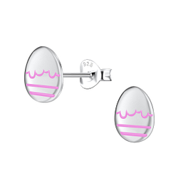 Silver Easter Egg Stud Earrings - 21410